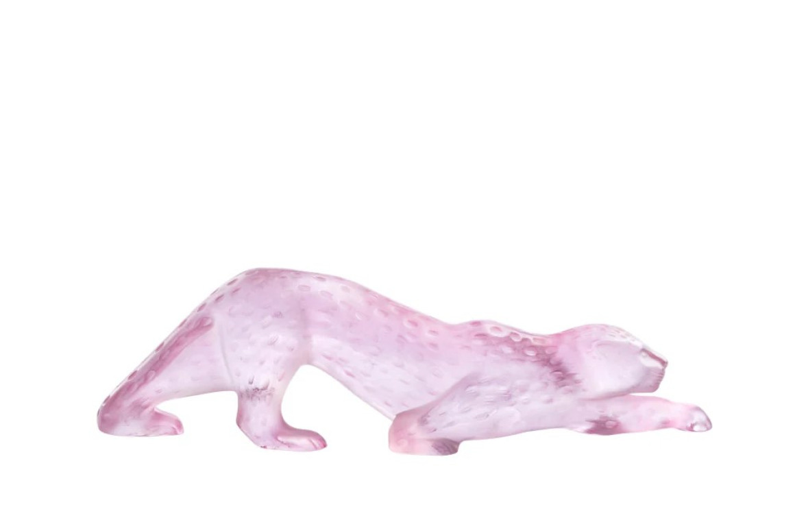 Zeila Panther Large Sculpture Pink Luster Crystal Lalique